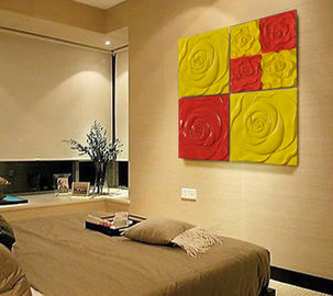 PU τρισδιάστατο διακοσμητικό κόκκινο επιτροπής τοίχων/Yellow Rose 600mm * 600mm